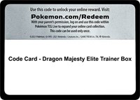 Code Card - Dragon Majesty Elite Trainer Box from Dragon Majesty Pokemon card image