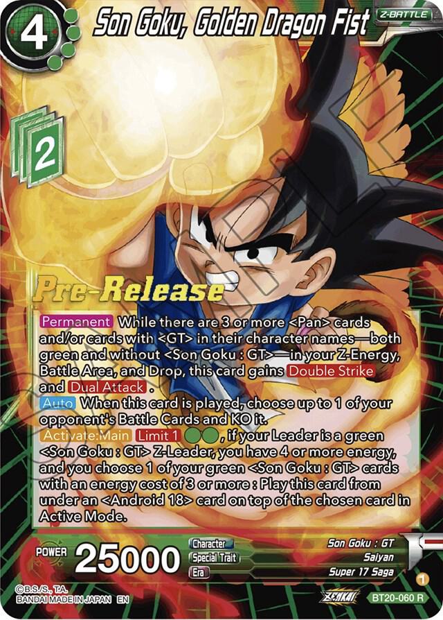 Son Goku, Golden Dragon Fist - Power Absorbed Pre-Release Cards