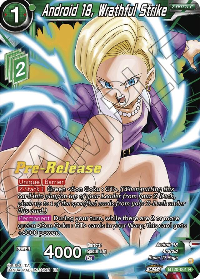 Android 18, Wrathful Strike #BT20-061 — Power Absorbed Pre-Release Cards