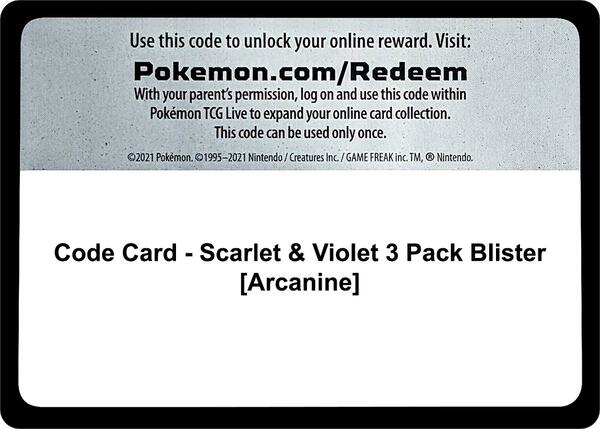 Code Card - Scarlet & Violet 3 Pack Blister [Arcanine]