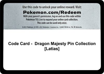 Code Card - Dragon Majesty Pin Collection [Latias]