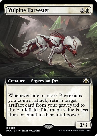 Vulpine Harvester (Extended Art) from MOC #106, Magic: The Gathering card
