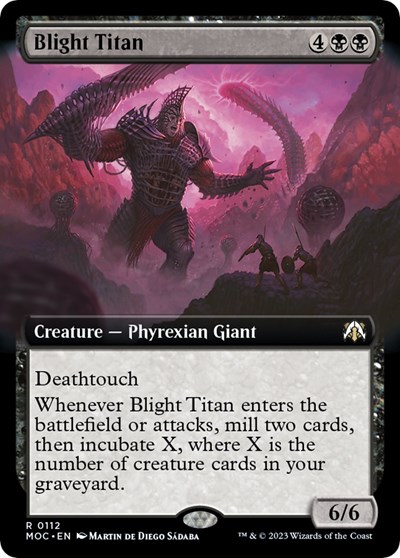 Blight Titan (Extended Art) from MOC #112, Magic: The Gathering card