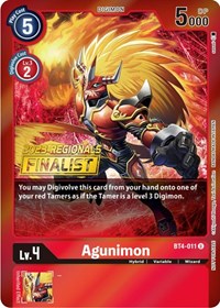 Agunimon - BT4-011 (2023 Regionals Finalist) - Great Legend - Digimon card