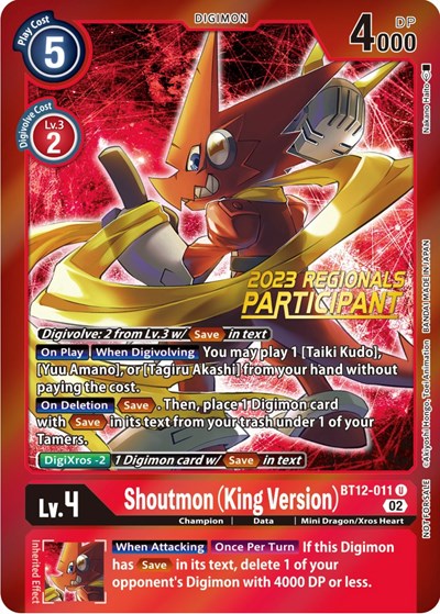 Shoutmon (King Version) (2023 Regionals Participant) Across Time card price