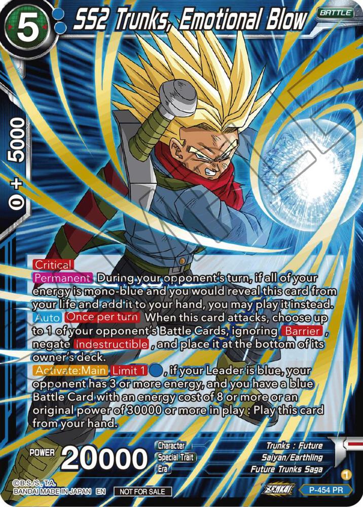 SS2 Trunks, Emotional Blow (Championship Selection Pack 2023 Vol.1) (Gold Stamped with Reflective Shatterfoil) #P-454 — Tournament Promotion Cards