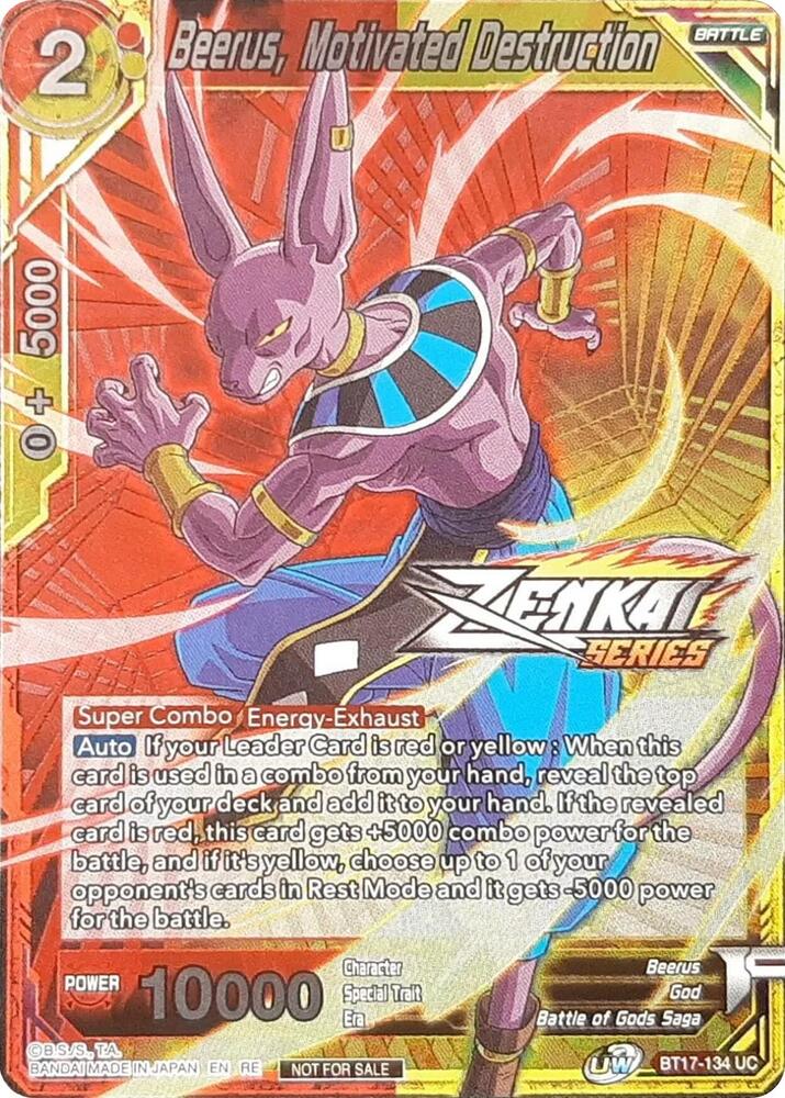 Beerus, Motivated Destruction (Event Pack 11) #BT17-134 — Tournament Promotion Cards