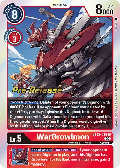 WarGrowlmon Across Time Pre-Release Cards Rare Digimon card — value and price