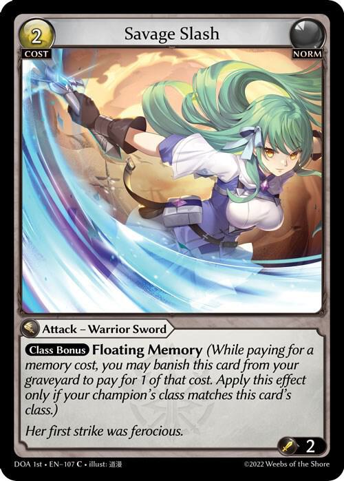 その他 GATCG DOA Savage Slash Foil 1st Savage Slash - Dawn of Ashes 1st Edition - Grand Archive TCG