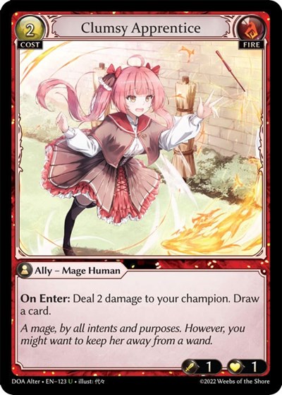 Clumsy Apprentice — Foil Dawn of Ashes Alter Edition Uncommon Grand Archive card — value and price