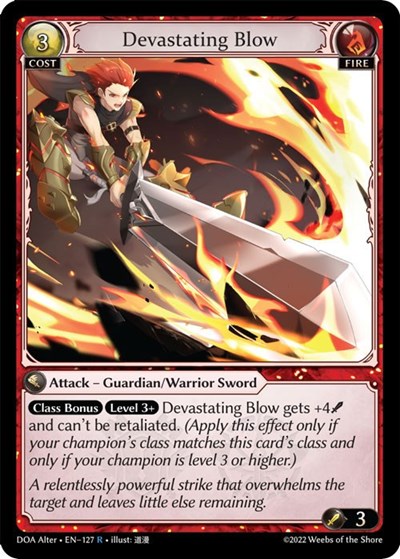 Devastating Blow — Foil Dawn of Ashes Alter Edition Rare Grand Archive card — value and price