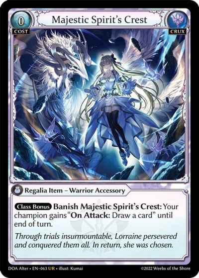 Majestic Spirit's Crest — Foil Dawn of Ashes Alter Edition Ultra Rare Grand Archive card — value and price