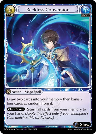 Reckless Conversion — Foil Dawn of Ashes Alter Edition Super Rare Grand Archive card — value and price