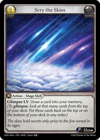 Scry the Skies — Foil Dawn of Ashes Alter Edition Common Grand Archive card — value and price