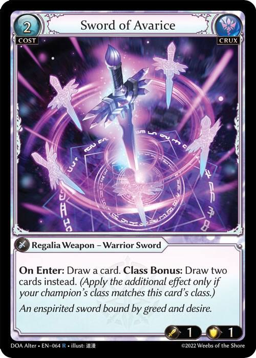 Sword of Avarice - Dawn of Ashes Alter Edition - Grand Archive TCG