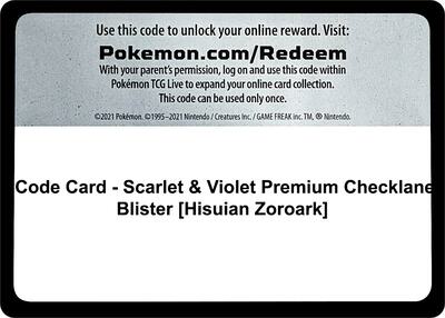 Code Card - Scarlet & Violet Premium Checklane Blister [Hisuian Zoroark]