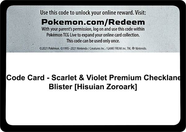 Code Card - Scarlet & Violet Premium Checklane Blister [Hisuian Zoroark]