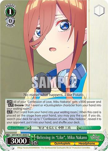 Believing in "Like", Miku Nakano