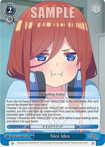 Nice Idea (SR) The Quintessential Quintuplets Movie Super Rare Weiss Schwarz card — value and price