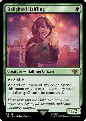 Magic the Gathering Lord of the Rings Tales of Middle-Earth Rare Delighted Halfling #158