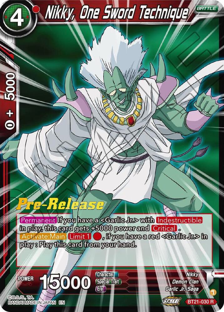Nikky, One Sword Technique #BT21-030 — Wild Resurgence Pre-Release Cards