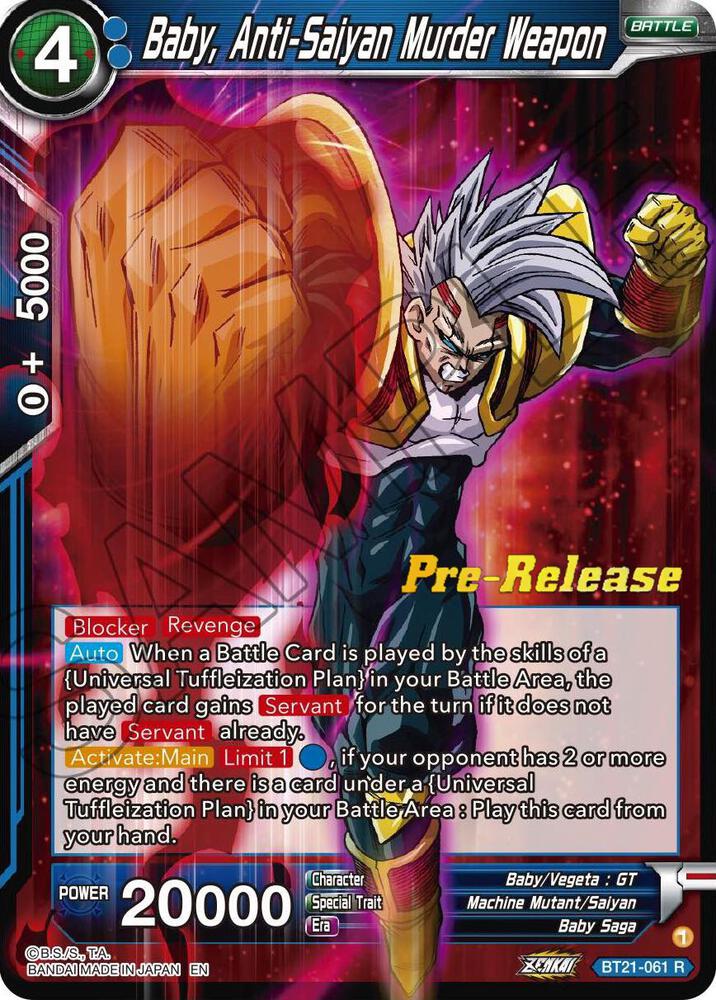 Baby, Anti-Saiyan Murder Weapon #BT21-061 — Wild Resurgence Pre-Release Cards