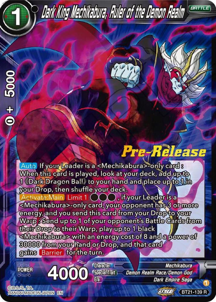 Dark King Mechikabura, Ruler of the Demon Realm #BT21-139 — Wild Resurgence Pre-Release Cards