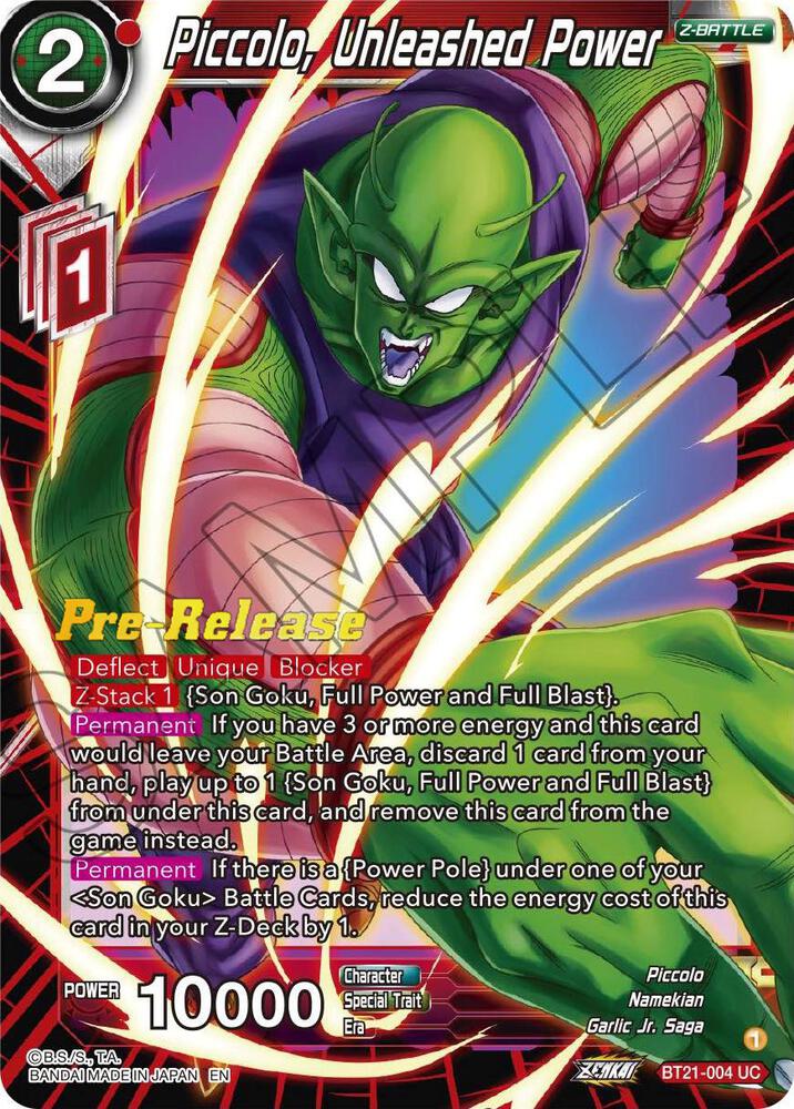 Piccolo, Unleashed Power #BT21-004 — Wild Resurgence Pre-Release Cards