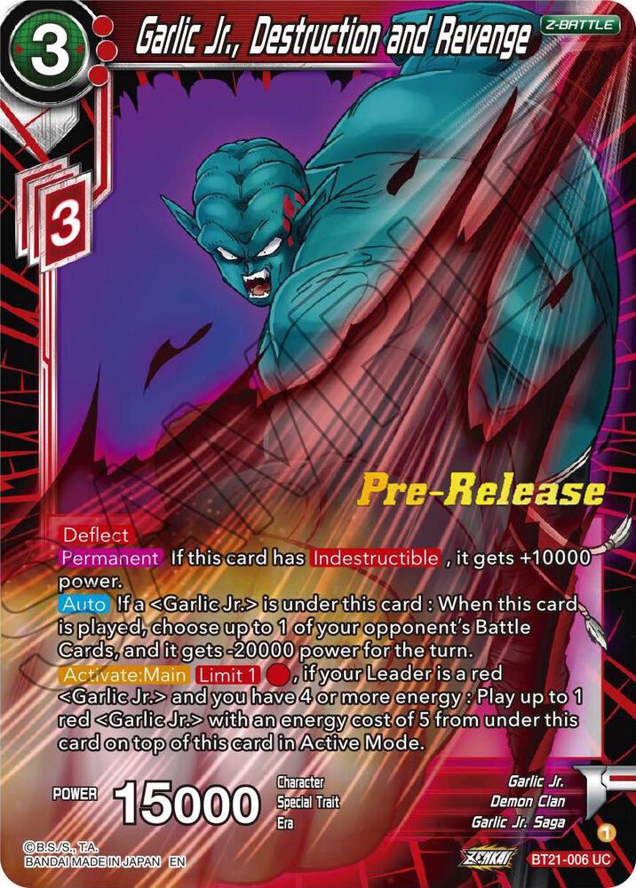 Garlic Jr., Destruction and Revenge #BT21-006 — Wild Resurgence Pre-Release Cards