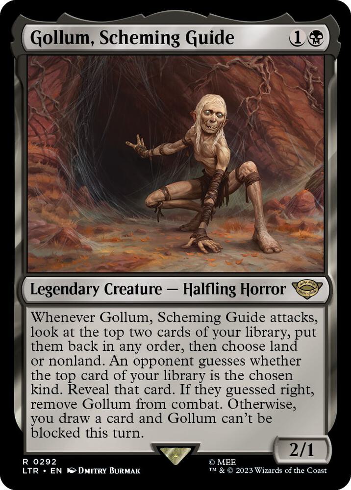 Gollum, Scheming Guide - Universes Beyond: The Lord of the Rings: Tales of Middle-earth - Magic: The Gathering Gollum, Scheming Guide - Universes Beyond: The Lord of the Rings: Tales of Middle-earth - Magic: The Gathering