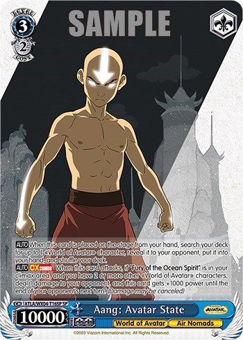 Aang: Avatar State (SP) Avatar: The Last Airbender Special Rare Weiss Schwarz card — value and price