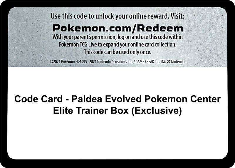 Code Card - Paldea Evolved Pokemon Center Elite Trainer Box (Exclusive)  from SV02: Paldea Evolved