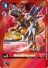 MetalGreymon - BT1-021 (2023 Regionals Finalist) - Release Special Booster 1.0 - Digimon card