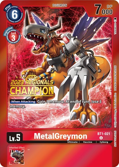 MetalGreymon - BT1-021 (2023 Regionals Champion) Release Special Booster 1.0 card price