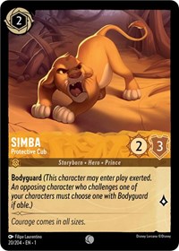 Simba - Protective Cub - The First Chapter - Lorcana card