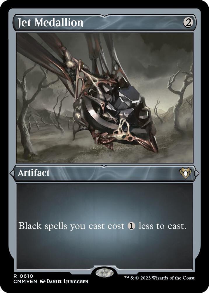 稀少【CUSTOM BORDERLESS】 COMMANDER JETBLACK Jet Medallion (Foil Etched) - Commander Masters - Magic: The