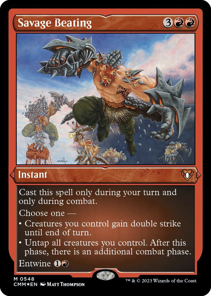 Savage Beating (Foil Etched) - Commander Masters - Magic: The