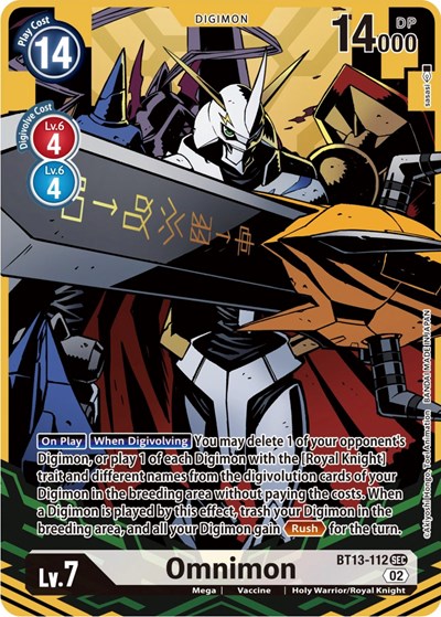 Omnimon (Alternate Art) Versus Royal Knights card price