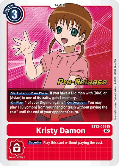 Kristy Damon Versus Royal Knights Pre-Release Cards card price