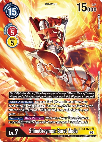 ShineGreymon: Burst Mode (Alternate Art) Versus Royal Knights card price