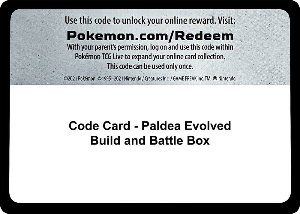 Code Card - Paldea Evolved Build And Battle Box