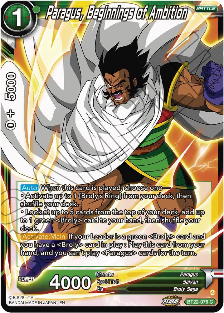 Paragus, Beginnings of Ambition #BT22-076 — Critical Blow