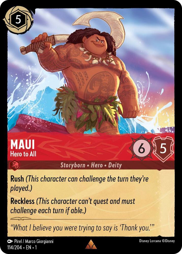 ロルカナ 212/204 マウイ みんなの英雄 Maui - Hero to All - The First Chapter - Disney Lorcana