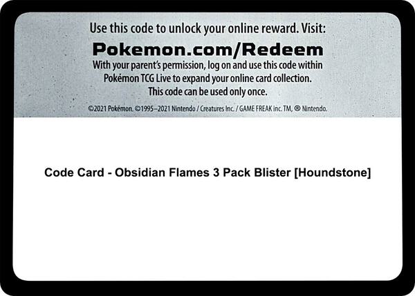 Code Card - Obsidian Flames 3 Pack Blister [Houndstone]