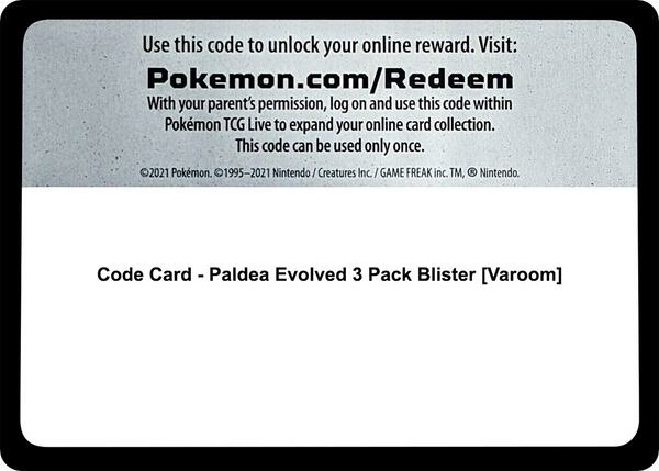 Code Card - Paldea Evolved 3 Pack Blister [Varoom]