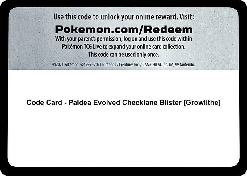 Code Card - Paldea Evolved Checklane Blister [Growlithe]  from SV02: Paldea Evolved
