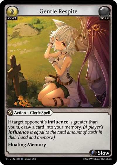 Gentle Respite — Foil Fractured Crown Rare Grand Archive card — value and price