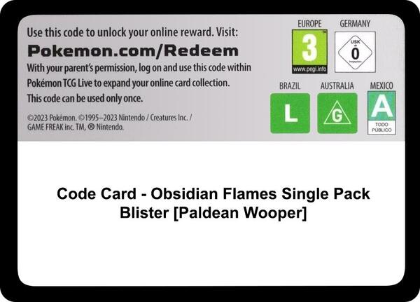 Code Card - Obsidian Flames Single Pack Blister [Paldean Wooper]