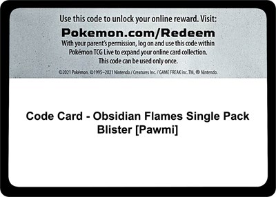 Code Card - Obsidian Flames Single Pack Blister [Pawmi]