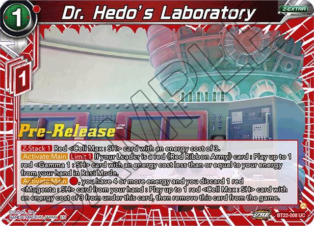 Dr. Hedo's Laboratory #BT22-008 — Critical Blow Pre-Release Cards